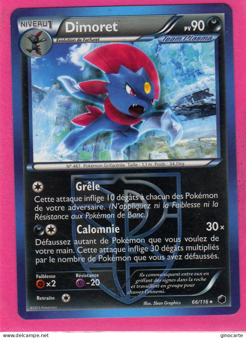 Carte Pokemon Francaise 2013 Noir Et Blanc Glaciation Plasma 66/116 Dimoret 90pv Neuve - Noir & Blanc