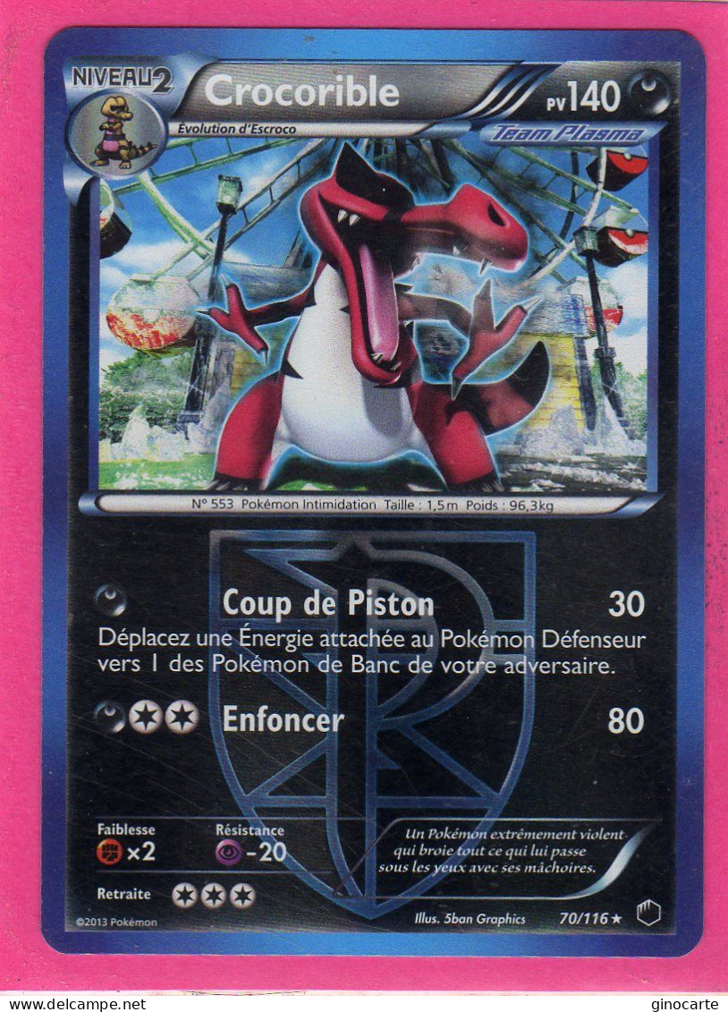 Carte Pokemon Francaise 2013 Noir Et Blanc Glaciation Plasma 70/116 Crocorible 140pv Reverse  Neuve - Black & White