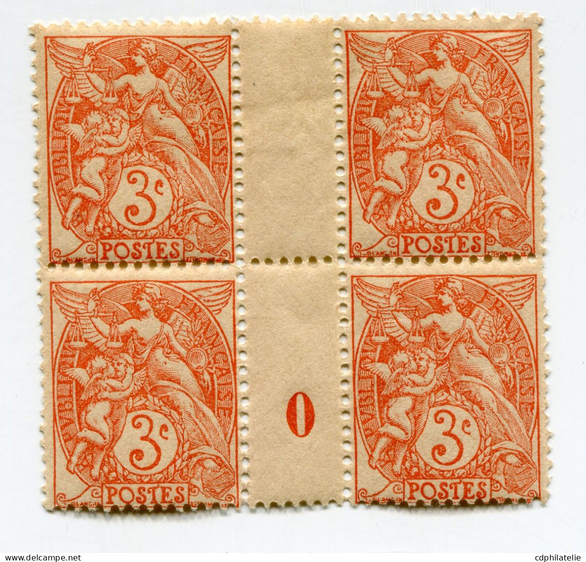 FRANCE N°109  ** TYPE BLANC IA EN BLOC DE 4 AVEC MILLESIME 0 ( 1900 ) - Millesimes