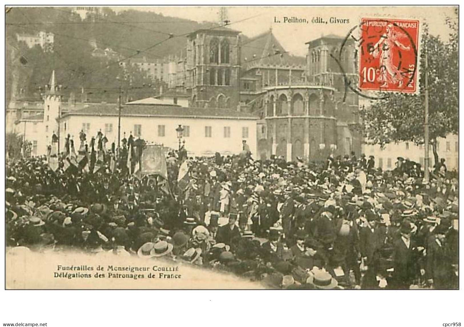 69.GIVORS.n°96.FUNERAILLES DE MONSEIGNEUR COULLIE.DELEGATIONS DES PATRONAGES DE FRANCE.RARE - Givors