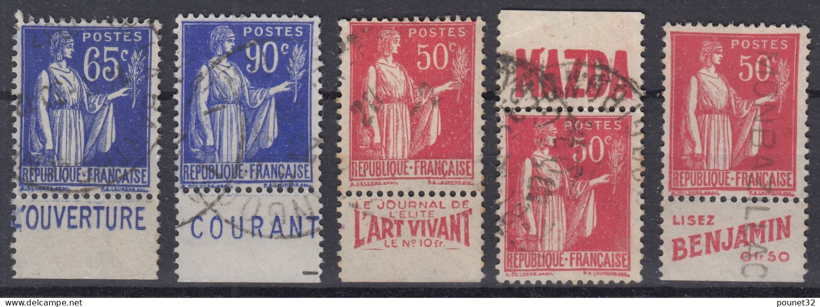 FRANCE PAIX LOT DE VIGNETTES PUB OUVERTURE COURANT ART VIVANT MAZDA BENJAMIN - Used Stamps