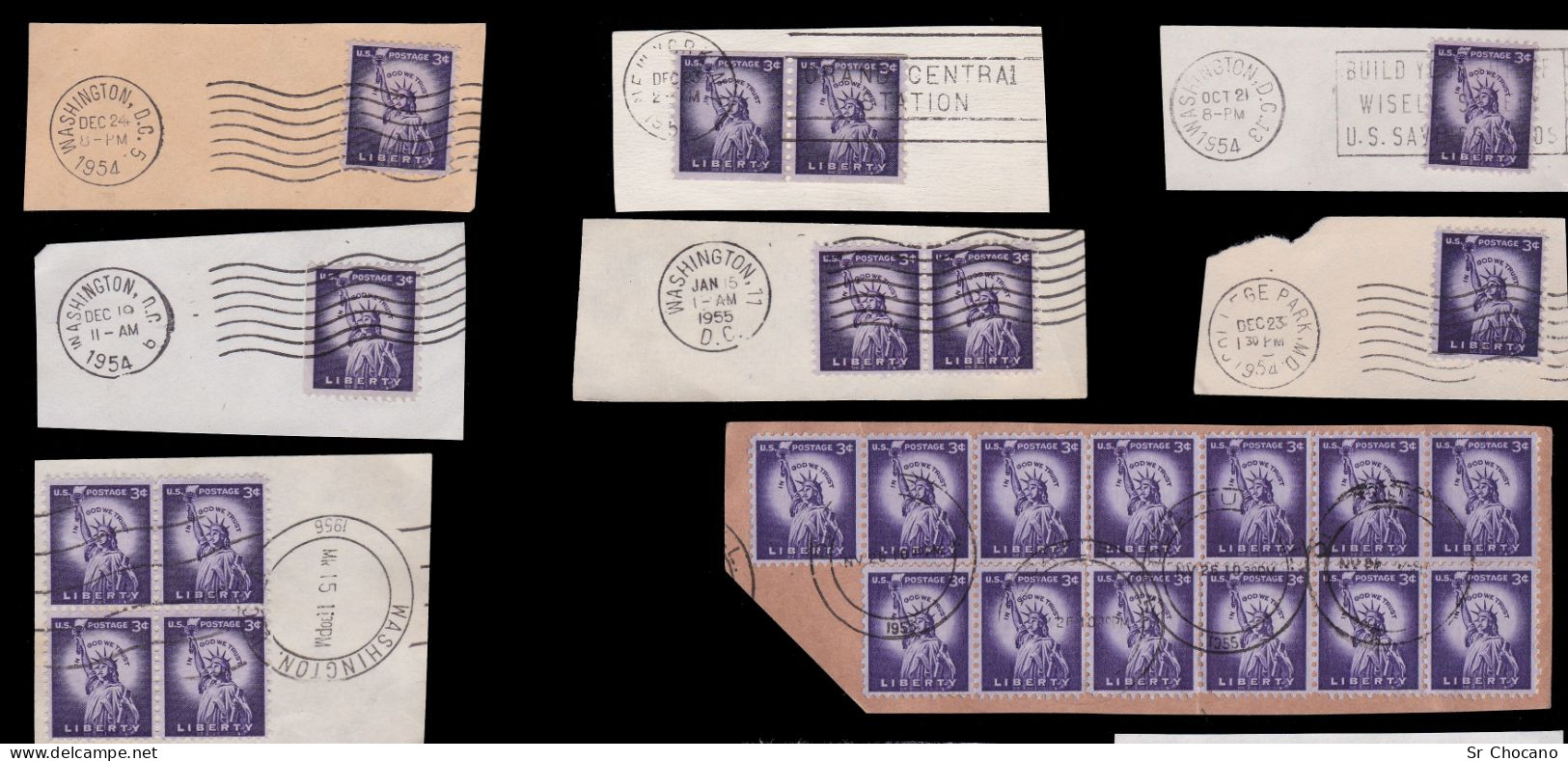 US.STAMPS.1954-55.SET 25 POSTMARK.SCOTT 1035 - Briefe U. Dokumente