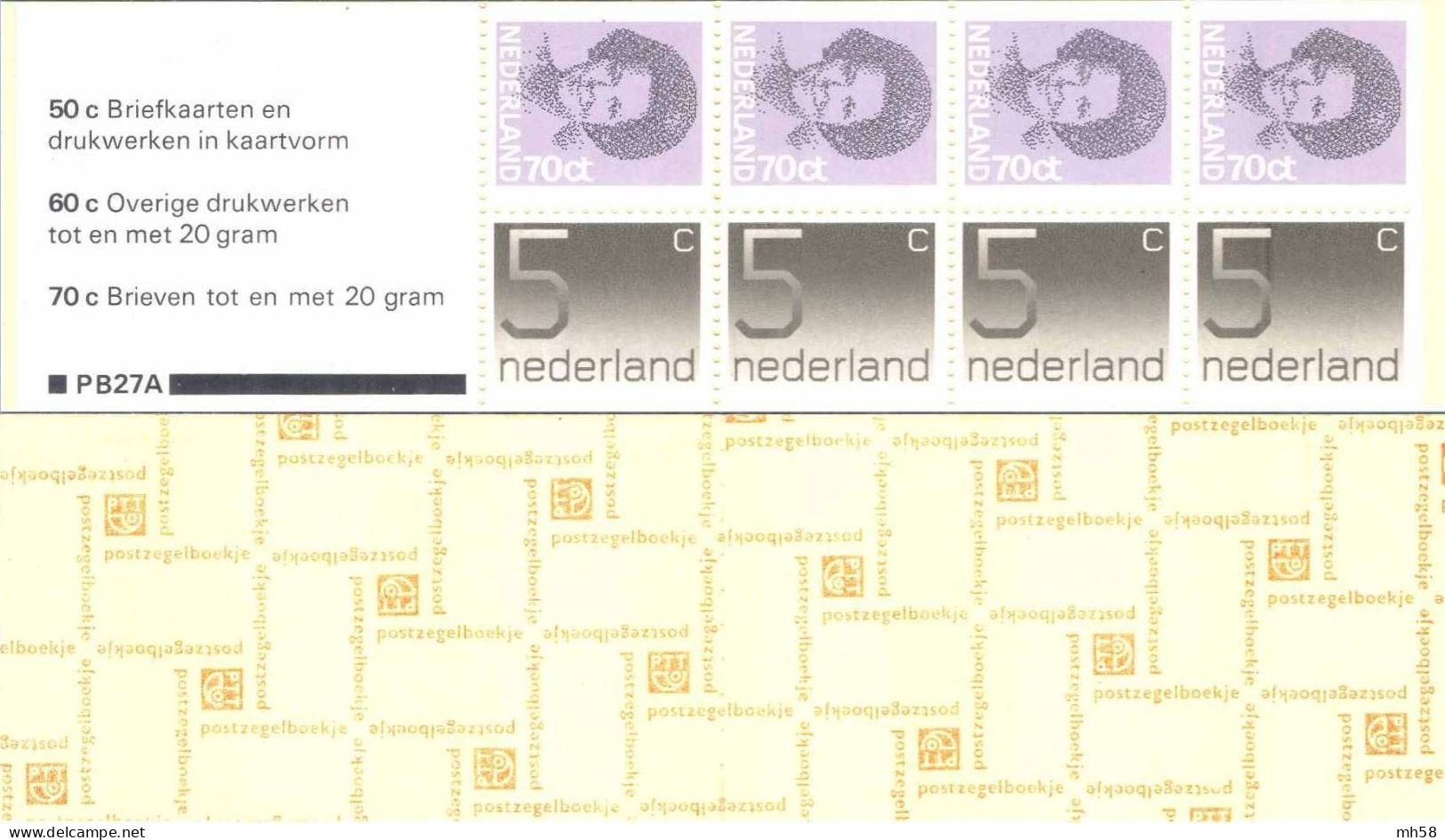 PAYS-BAS NEDERLAND 1982 - Carnet / Booklet / MH Indice PB27A - 3 G Chiffre / Beatrix - YT C 1168b / MI MH 28 - Libretti