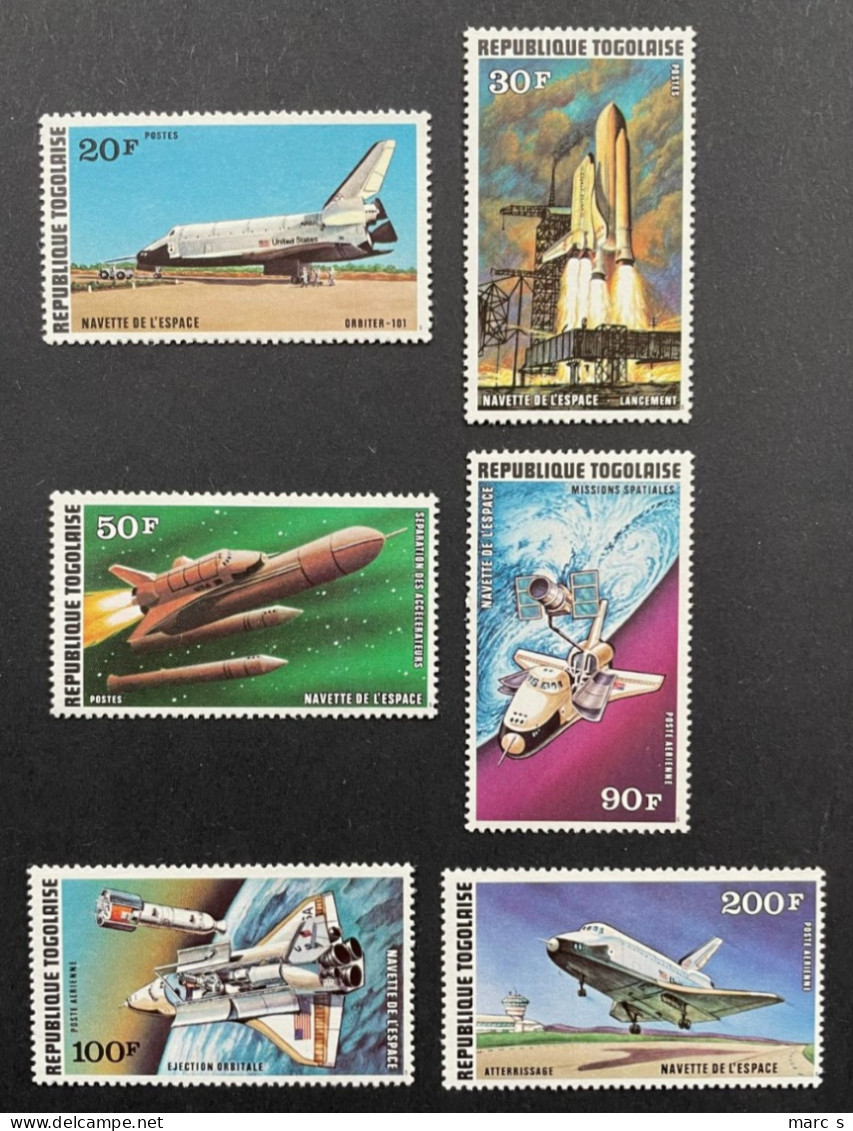 TOGO 1977 - NEUF**/MNH - Série Complète Mi 1249 / 1254 - YT 903 / 905 + PA 328 / 330 - SPACE ESPACE SPACE SHUTTLE - Togo (1960-...)