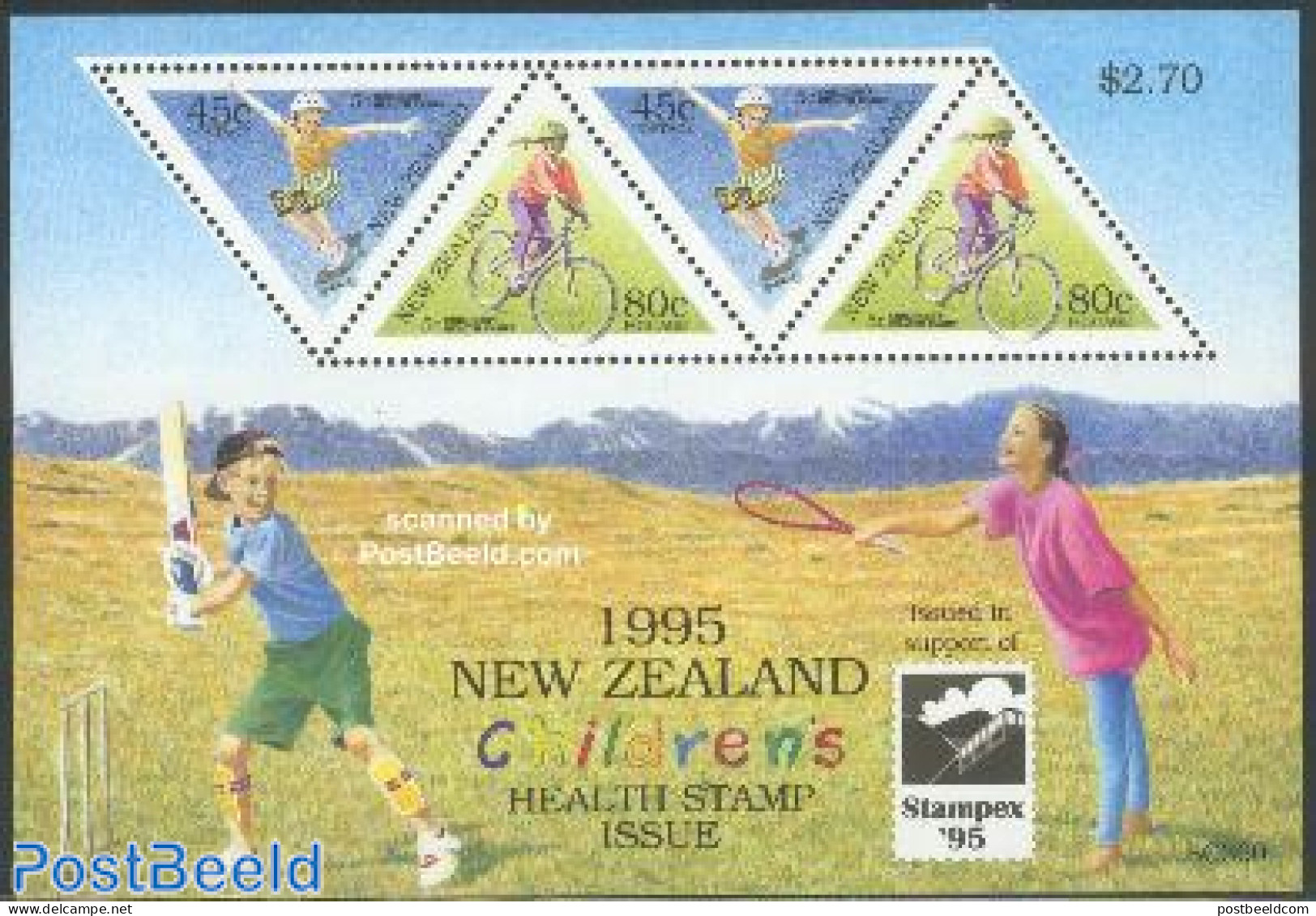 New Zealand 1995 Stampex 95 S/s, Mint NH, Sport - Cricket - Cycling - Sport (other And Mixed) - Philately - Ongebruikt
