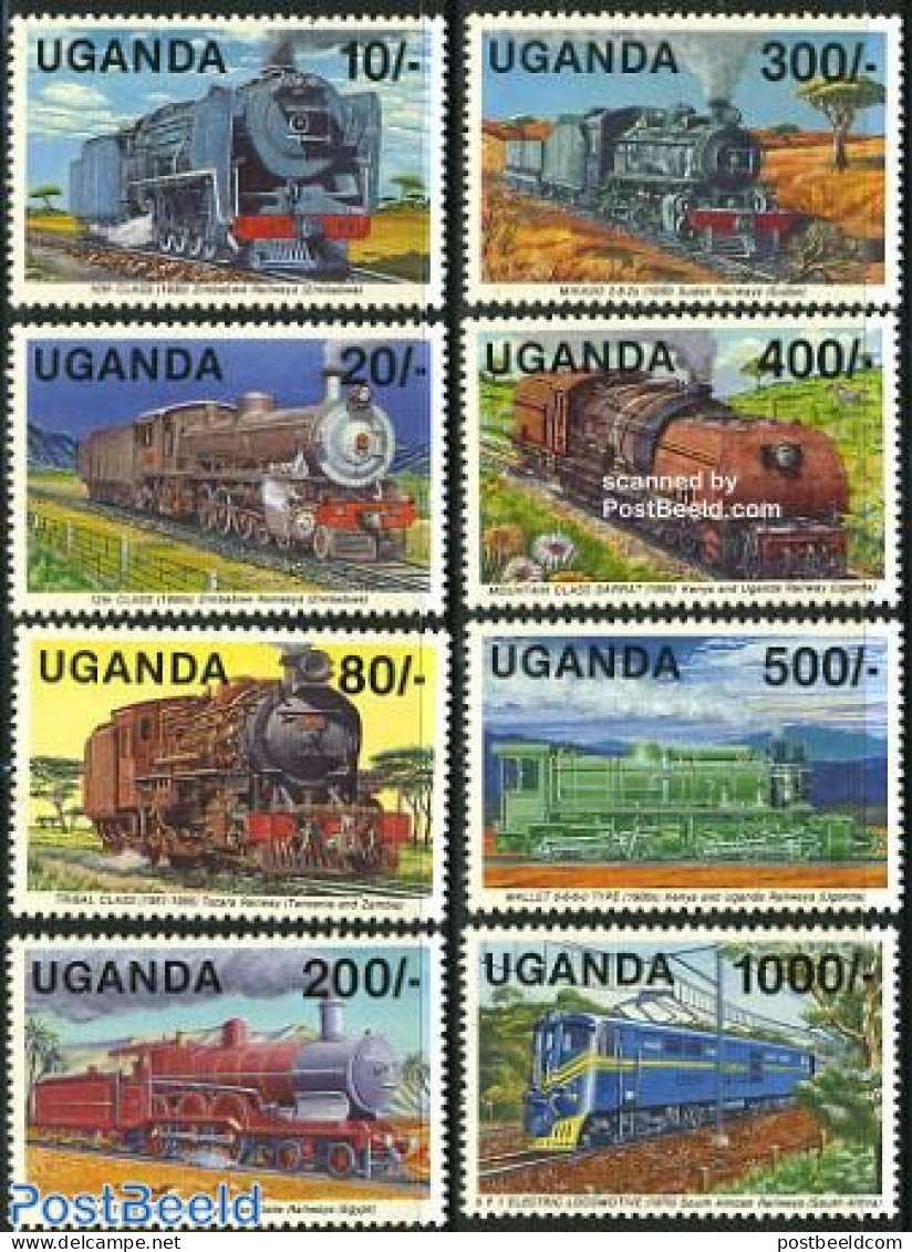 Uganda 1991 Locomotives 8v, Mint NH, Transport - Railways - Trains