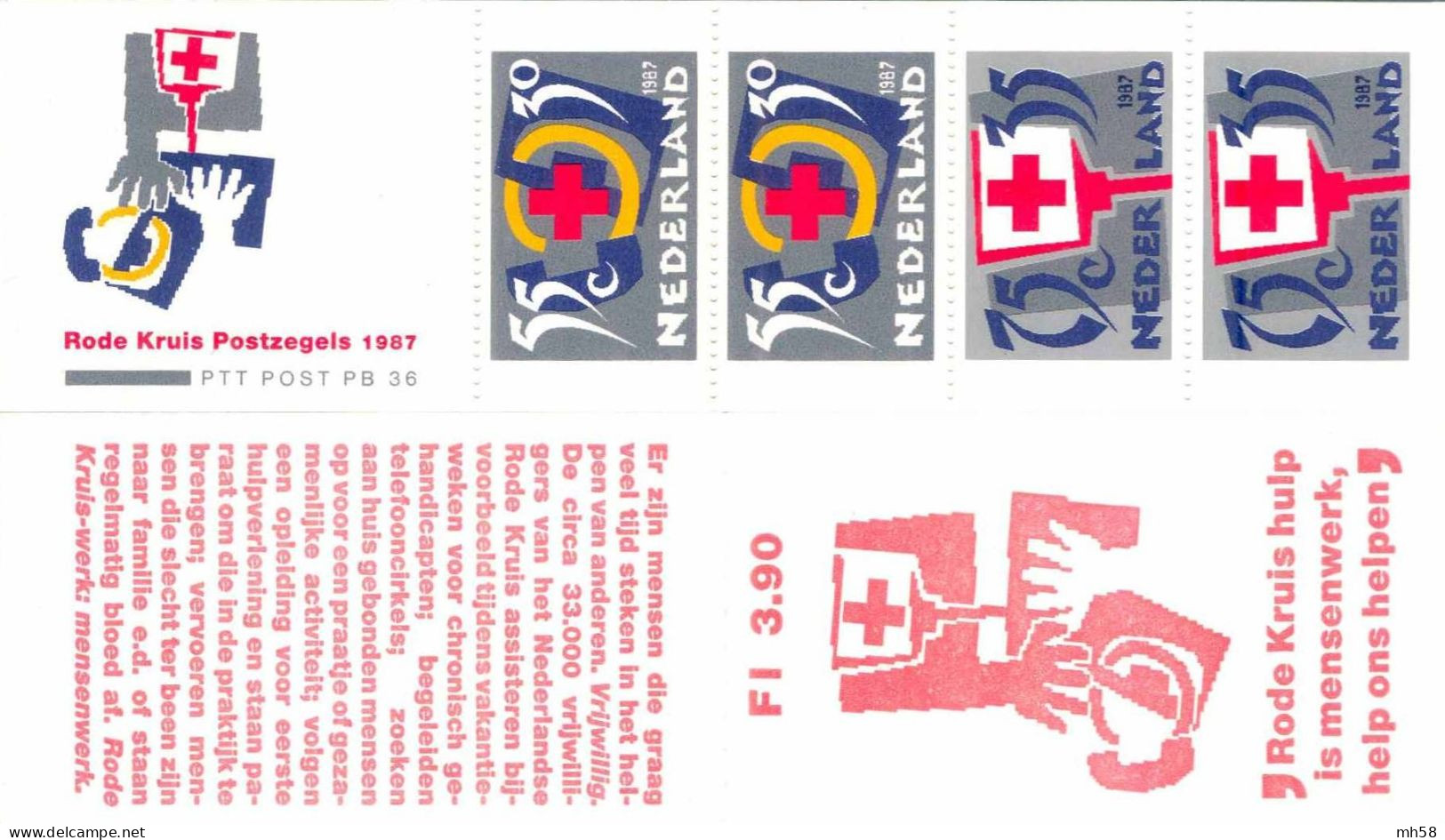 PAYS-BAS NEDERLAND 1987 Carnet / Booklet / MH Indice PB 36 - 3,90 G Croix-Rouge Dessins Stylisés - YT C 1293a / MI MH 37 - Libretti