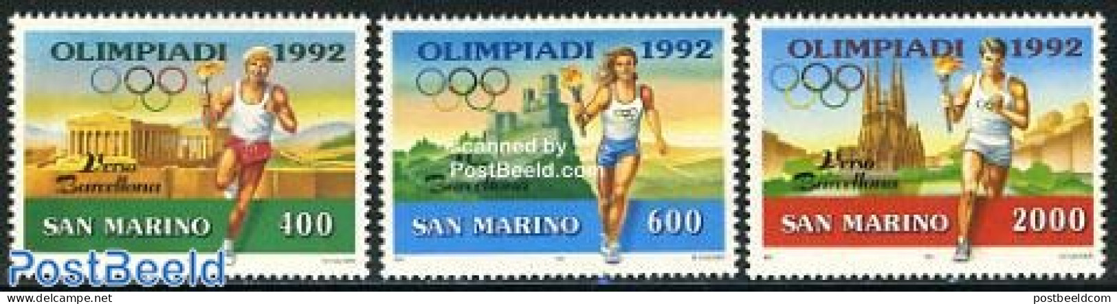San Marino 1991 Olympic Games Barcelona 3v, Mint NH, Religion - Sport - Churches, Temples, Mosques, Synagogues - Olymp.. - Neufs