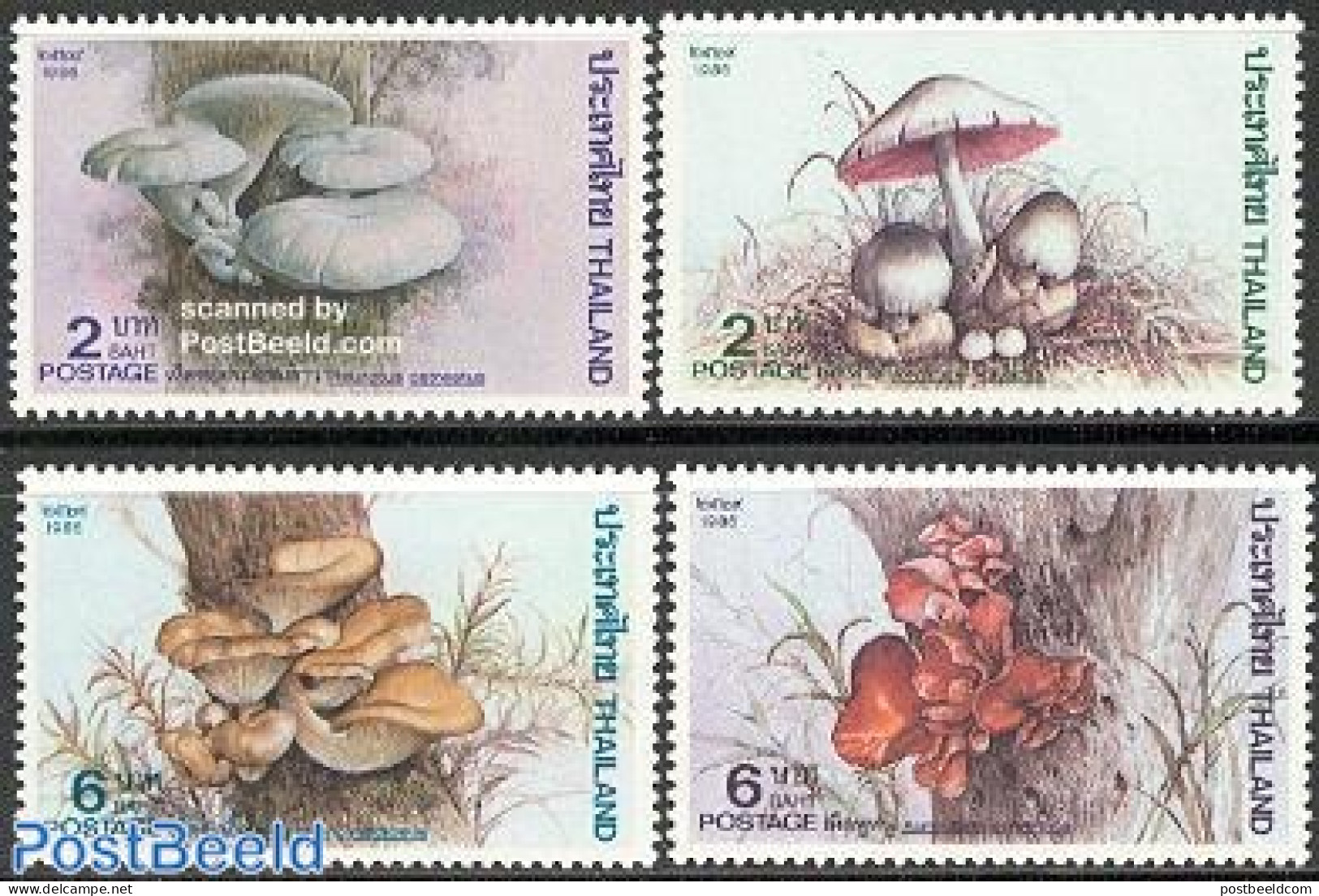 Thailand 1986 Mushrooms 4v, Mint NH, Nature - Mushrooms - Funghi