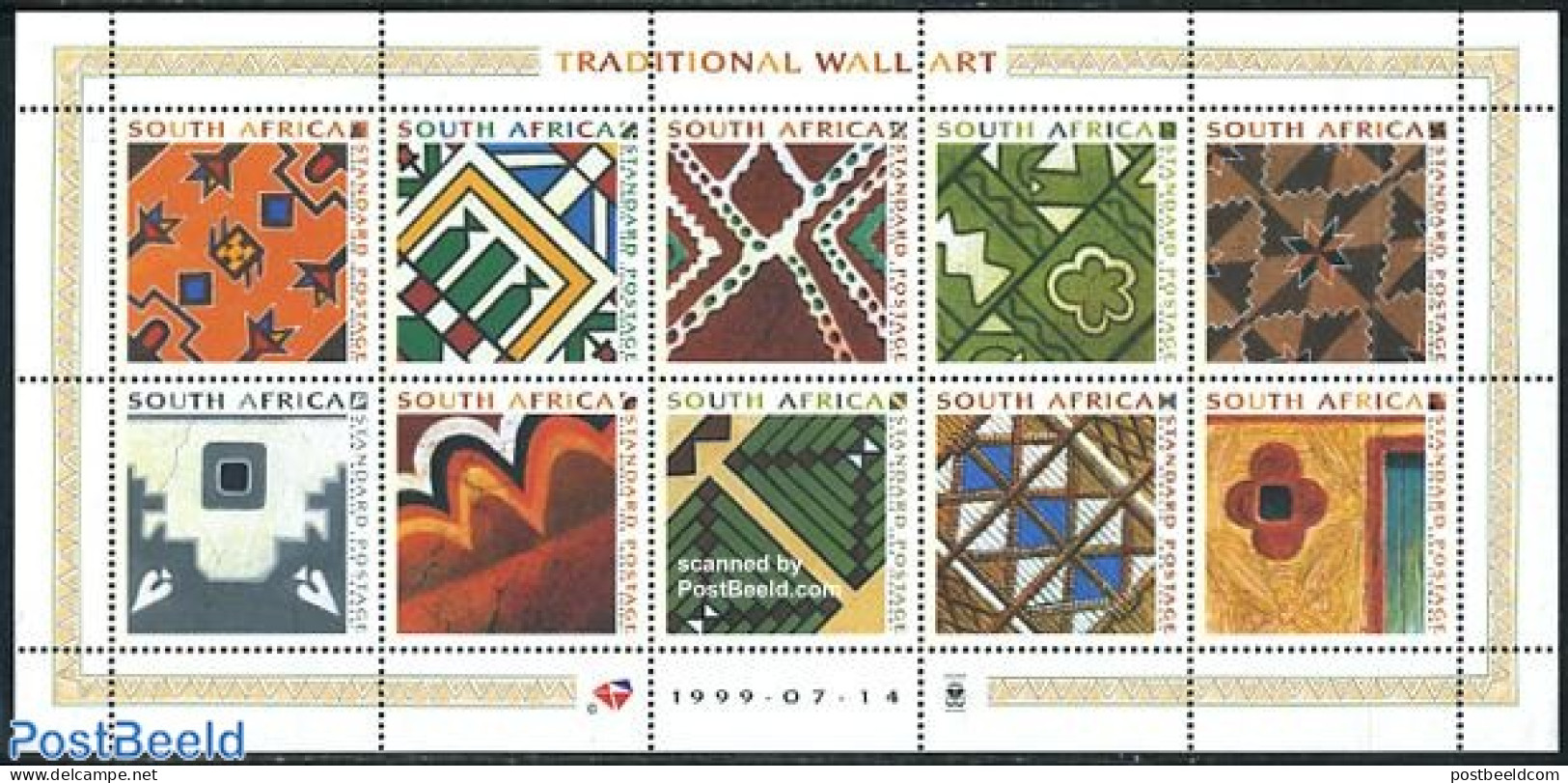 South Africa 1999 Tradional Wall Art 10v [++++], Mint NH, Art - Paintings - Nuevos