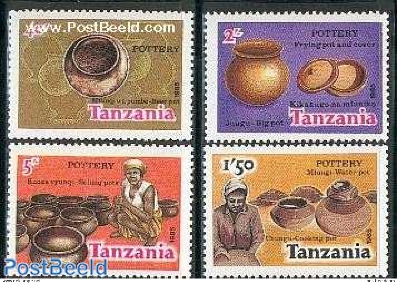 Tanzania 1985 Pottery 4v, Mint NH, Art - Art & Antique Objects - Ceramics - Handicrafts - Porcellana