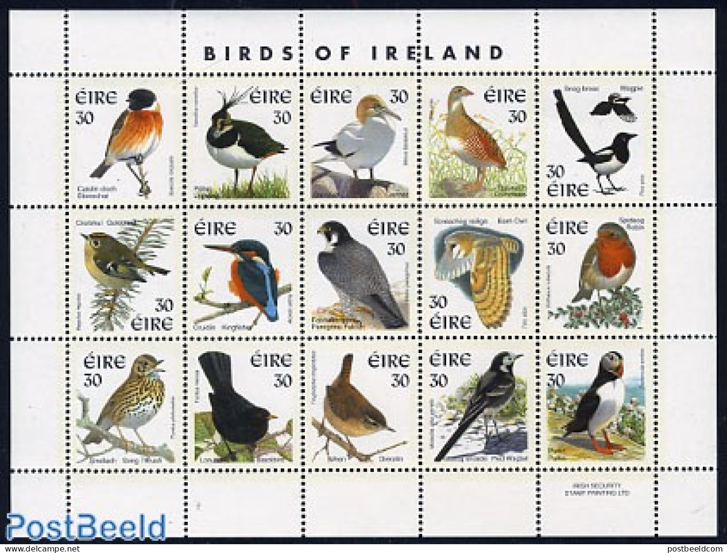 Ireland 1999 Birds M/s, Mint NH, Nature - Birds - Owls - Kingfishers - Puffins - Woodpeckers - Unused Stamps