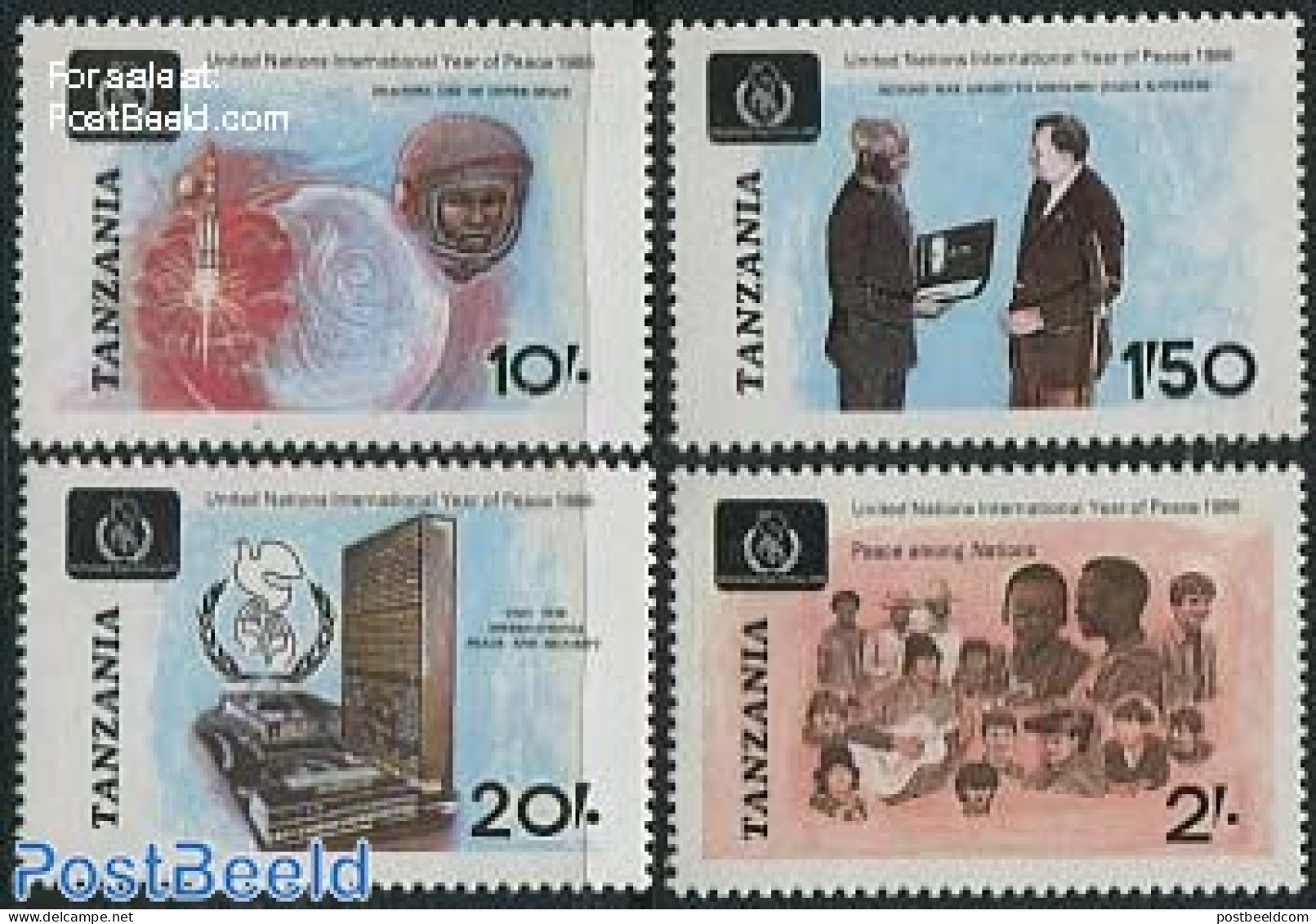 Tanzania 1986 International Peace Year 4v, Mint NH, History - Transport - Peace - Space Exploration - Tanzania (1964-...)