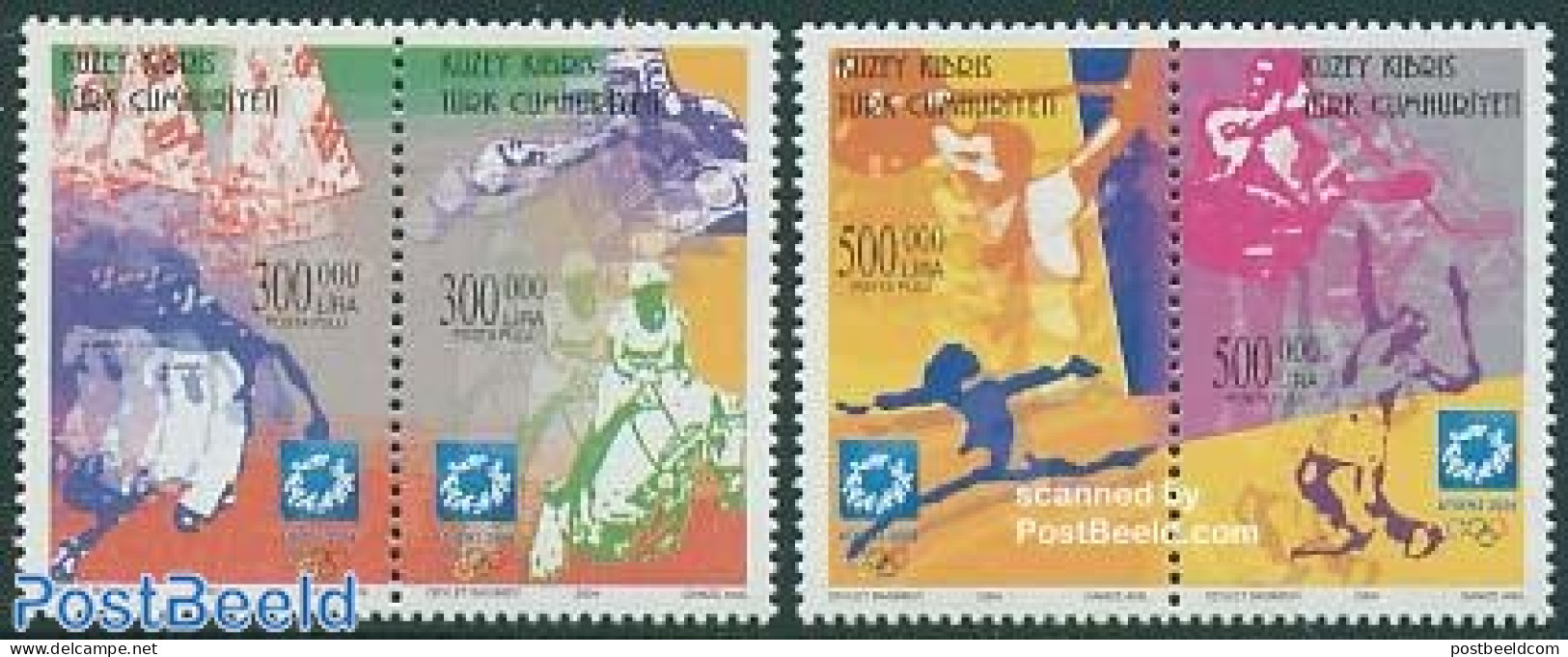 Turkish Cyprus 2004 Olympic Games 2x2v [:], Mint NH, Nature - Sport - Horses - Kayaks & Rowing - Olympic Games - Saili.. - Rudersport
