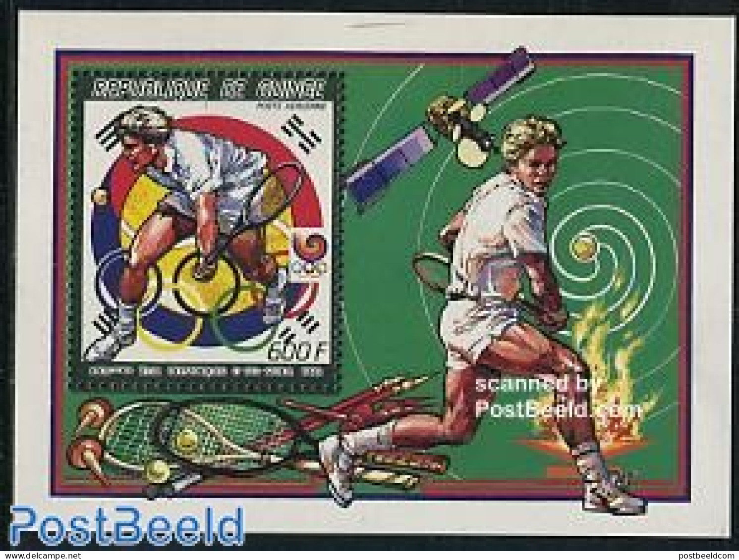 Guinea, Republic 1987 Olympic Games, Tennis S/s, Mint NH, Sport - Olympic Games - Tennis - Tenis