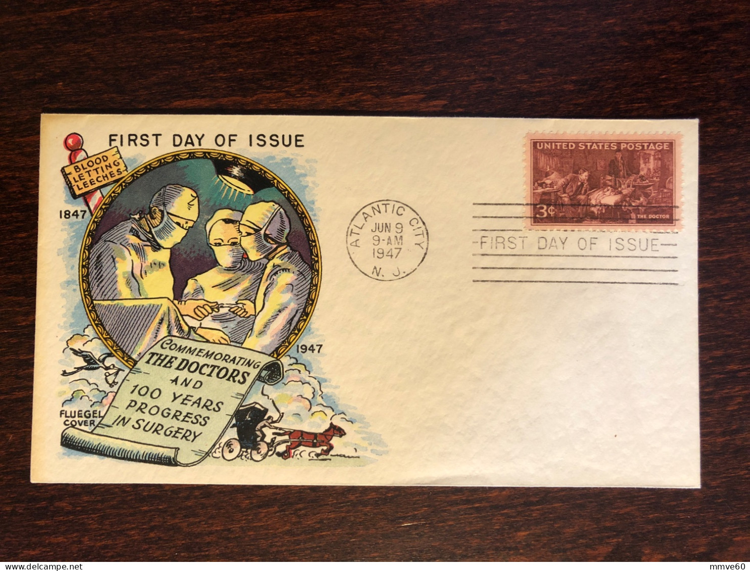 USA FDC FLUEGEL COVER 1947 YEAR DOCTORS HEALTH MEDICINE STAMPS - 1941-1950