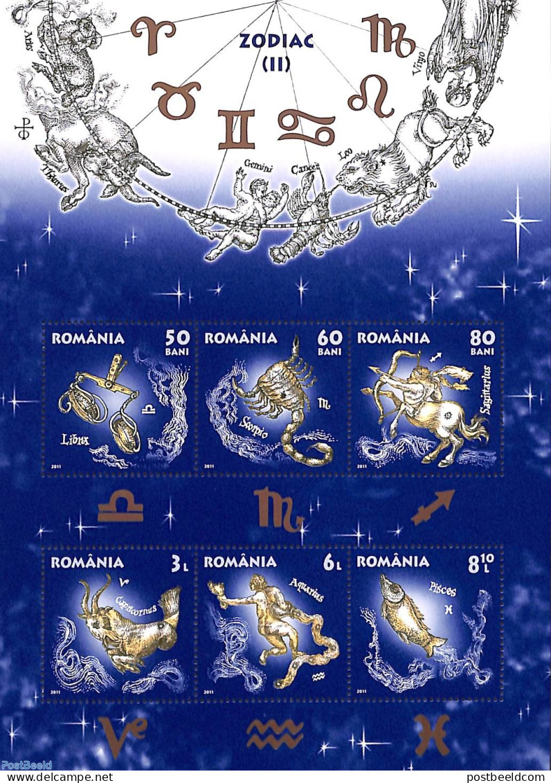 Romania 2011 Zodiac 6v M/s, Mint NH, Nature - Science - Fish - Neufs