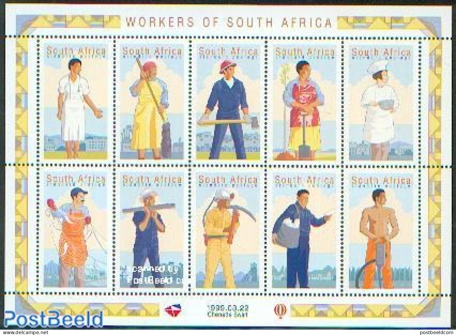 South Africa 1999 Professions 10v M/s, Mint NH, Health - Nature - Science - Health - Fishing - Mining - Post - Nuovi