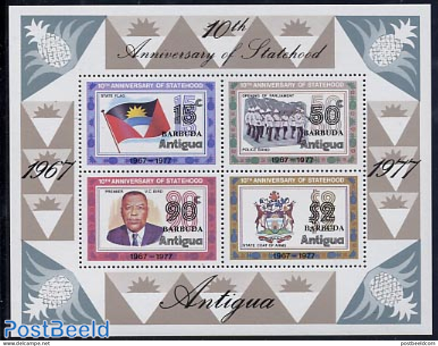 Barbuda 1978 Independence S/s, Mint NH, History - Various - Coat Of Arms - Flags - Police - Polizia – Gendarmeria