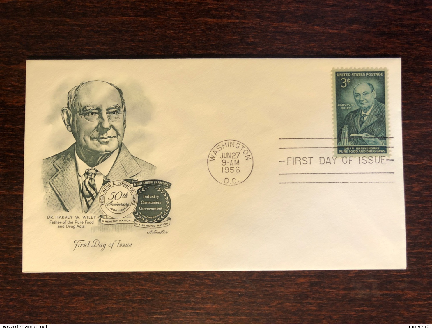 USA FDC COVER 1956 YEAR DOCTOR WILEY HEALTH MEDICINE STAMPS - 1951-1960