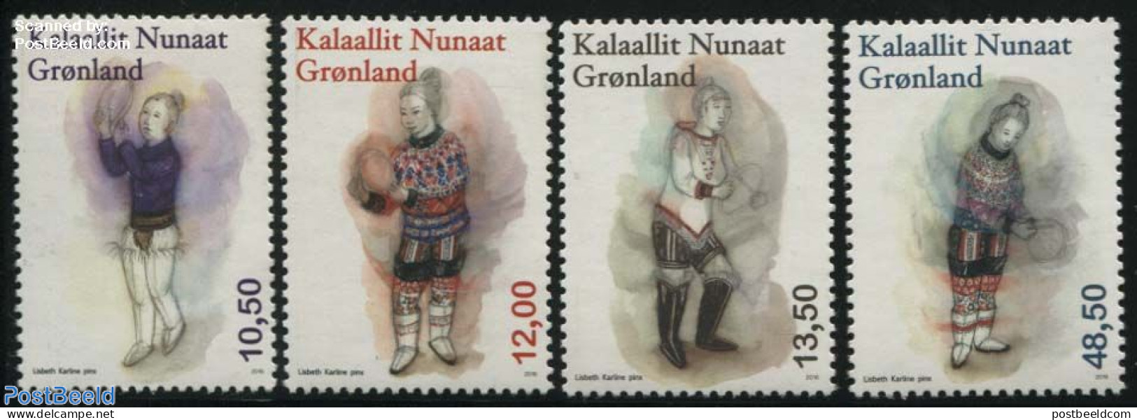 Greenland 2016 National Dress 4v, Mint NH, Various - Costumes - Neufs