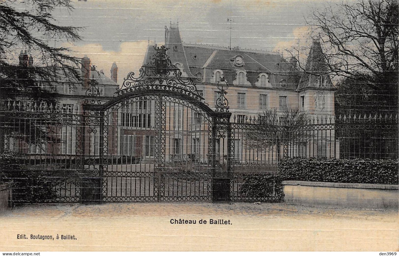 BAILLET-en-France (Val-d'Oise) - Château - Carte Toilée Couleurs - Voyagé 1908 (2 Scans) Viennot à Langres - Baillet-en-France