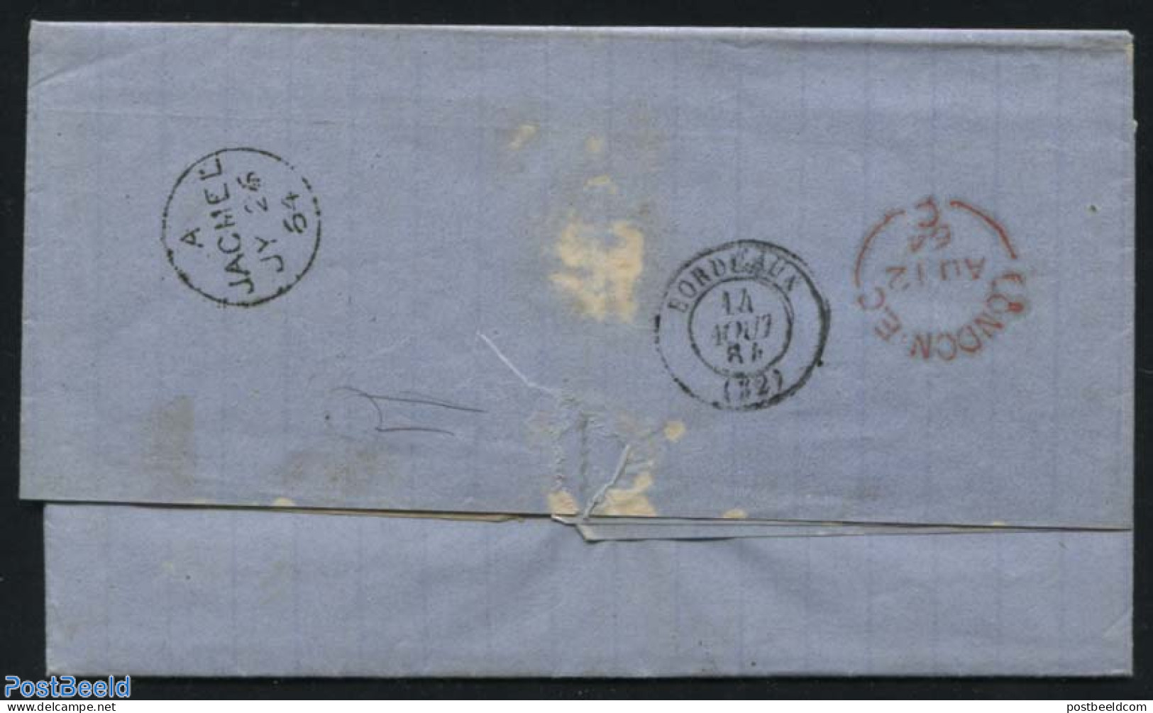 Haiti 1864 Letter From Port Au Prince To Bordeaux Via St. Thomas, Postal History - Haití