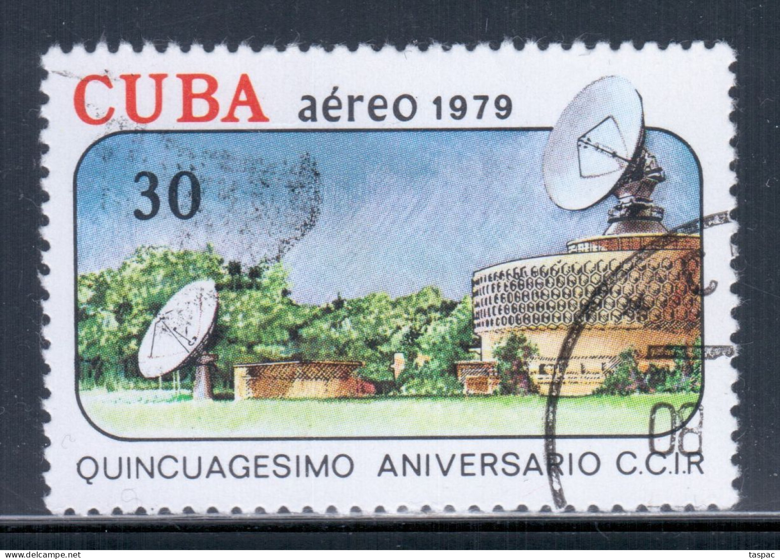 Cuba 1979 Mi# 2447 Used - Intl. Radio Consultative Committee (CCIR), 50th Anniv. / Ground Receiving Station / Space - América Del Norte