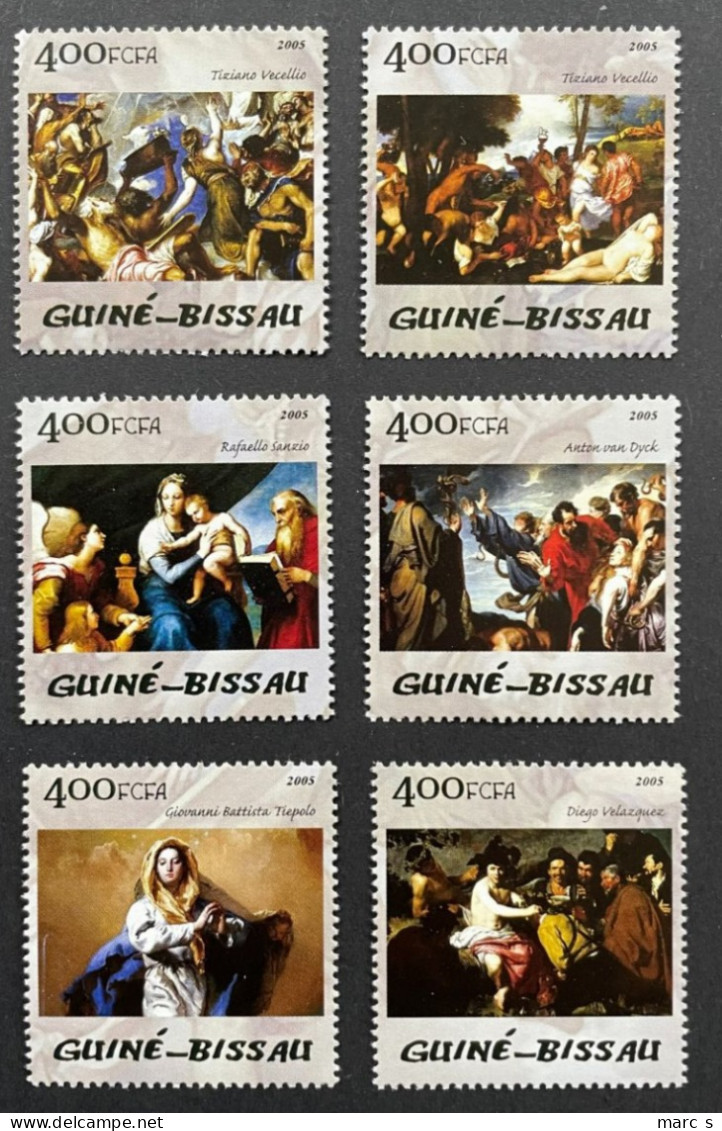 GUINEE BISSAU 2005 - NEUF**/MNH - Série Complète Mi 2838 / 2843 - YT 1792 / 1797 - PEINTRES PAINTERS TIZIANO RAFAELLO - Guinea-Bissau