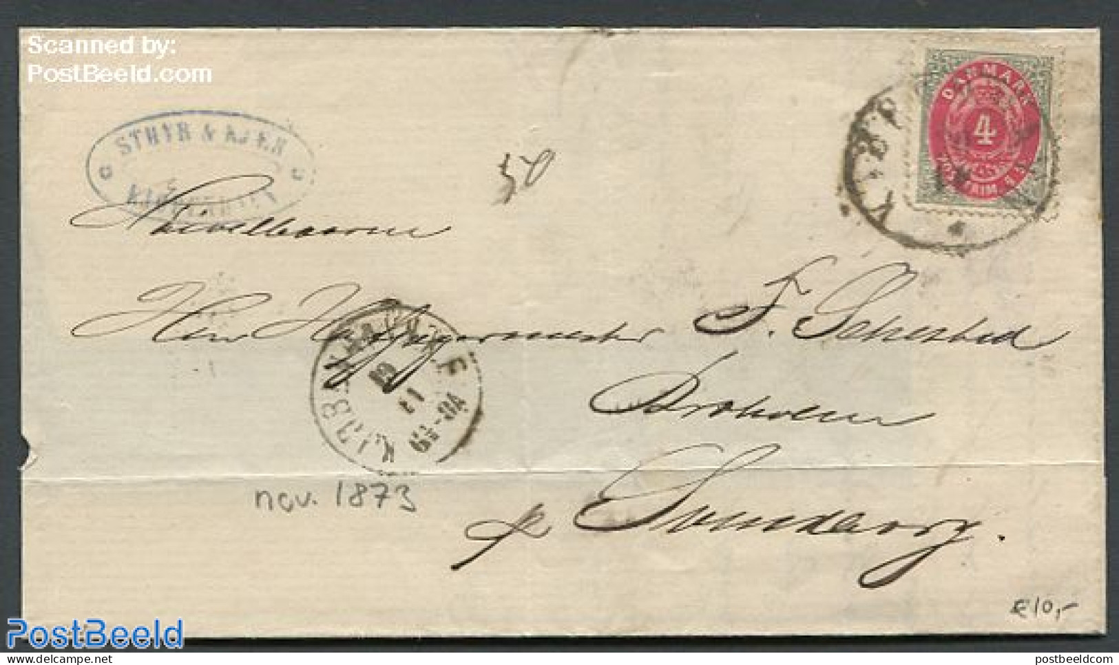 Denmark 1873 Folding Letter To Svendborg, Postal History - Covers & Documents