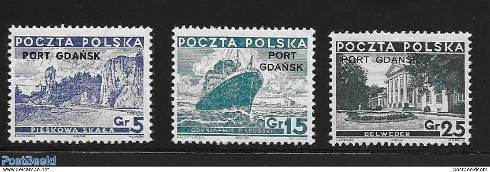Poland 1936 Port Gdansk 3v, Unused (hinged) - Nuovi