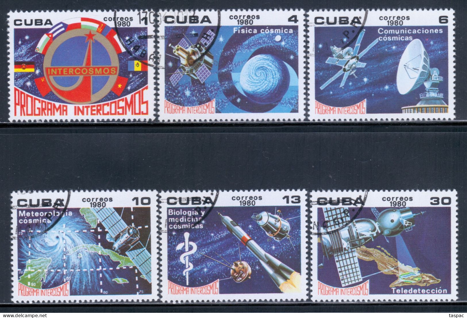 Cuba 1980 Mi# 2470-2475 Used - Intercosmos Program / Space - América Del Norte