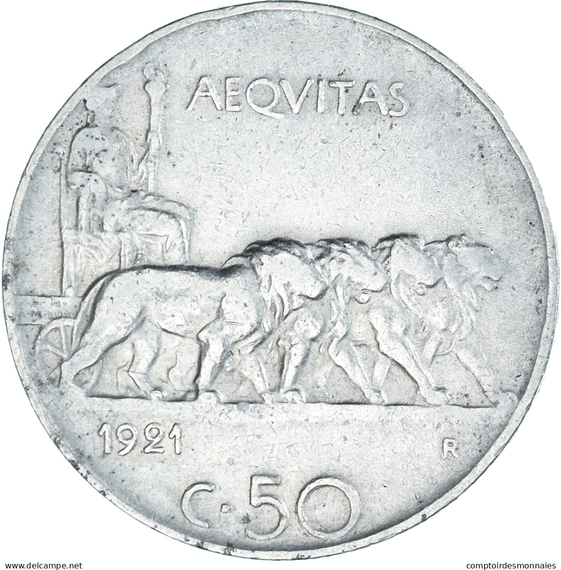 Monnaie, Italie, Vittorio Emanuele III, 50 Centesimi, 1921, Rome, TB, Nickel - 1900-1946 : Victor Emmanuel III & Umberto II