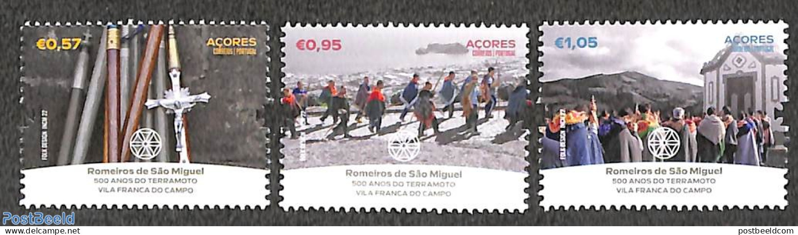 Azores 2022 Pilgrims Of San Miguel 3v, Mint NH, Religion - Religion - Azores