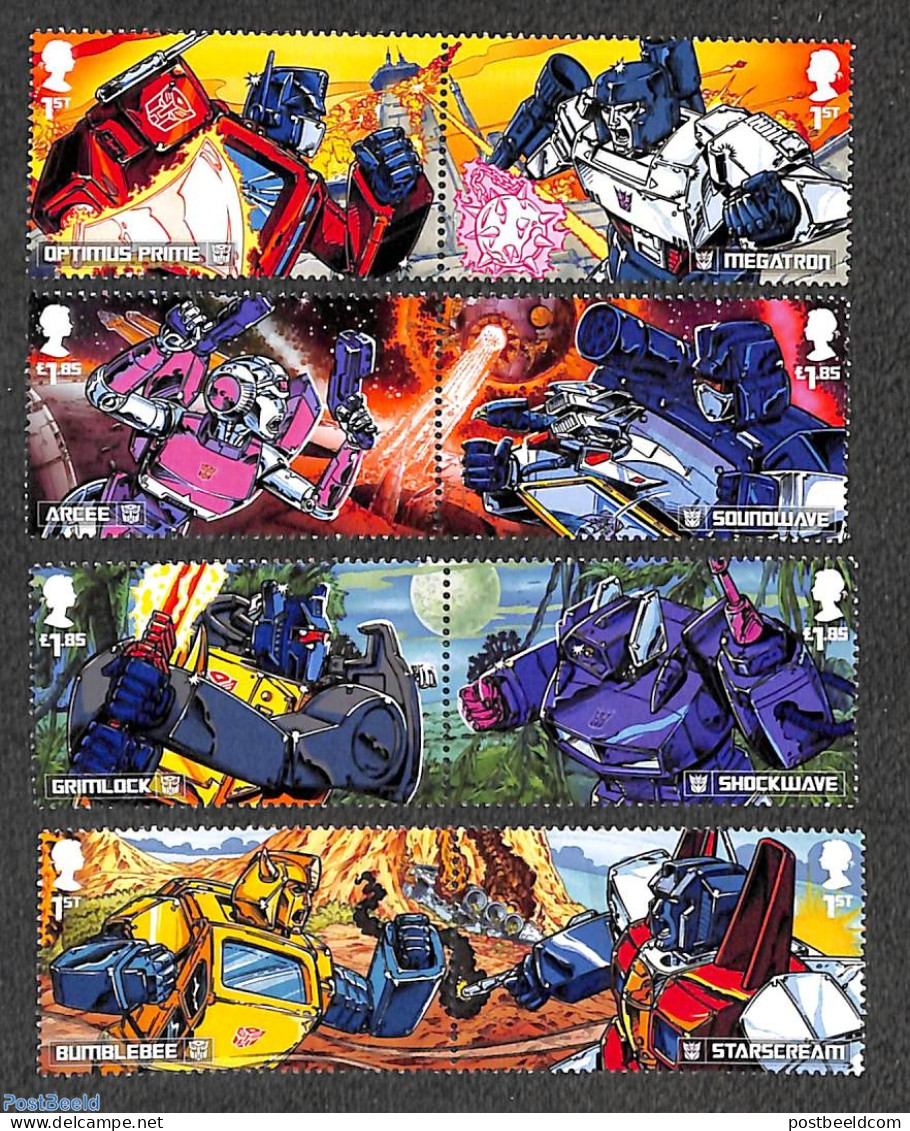Great Britain 2022 Transformers 8v (4x[:]), Mint NH, Art - Comics (except Disney) - Unused Stamps