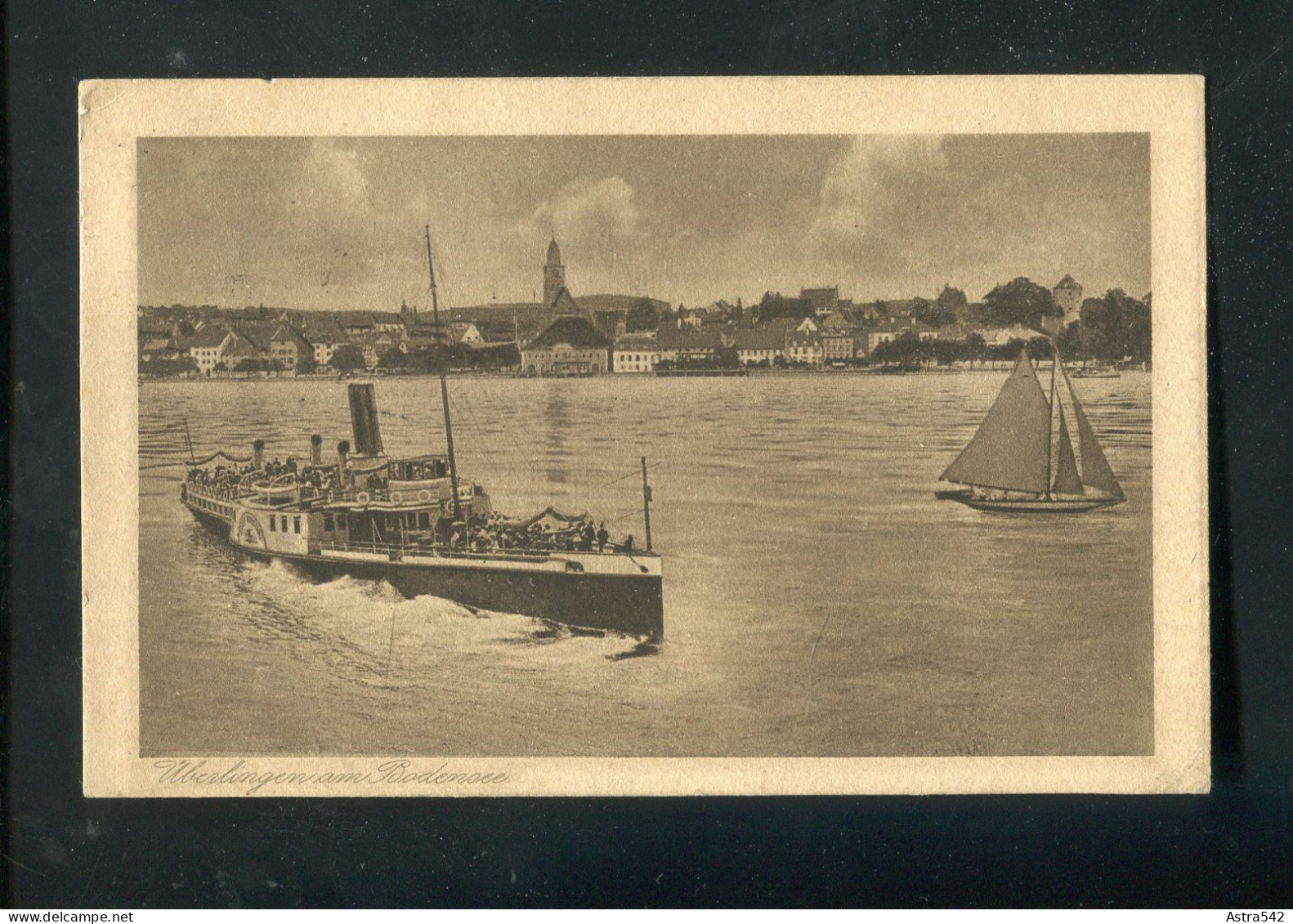 "UEBERLINGEN" 1926, AK "Ansicht Vom See Aus Mit Dampfer Und Segelschiff" (A1060) - Überlingen