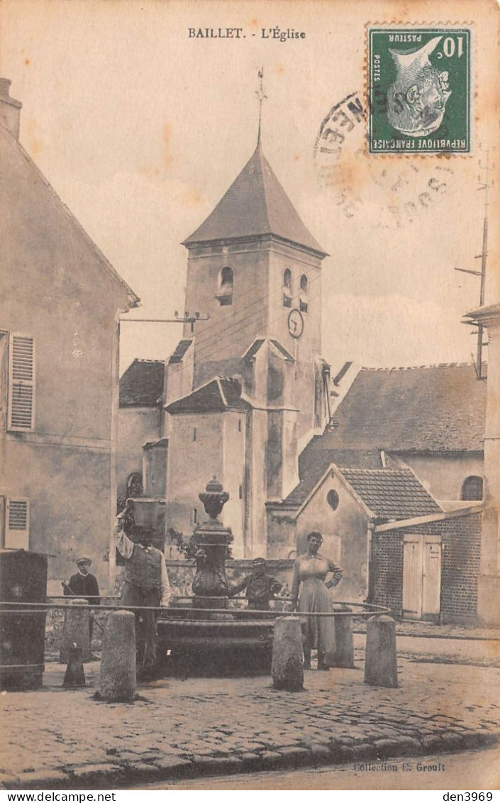 BAILLET-en-France (Val-d'Oise) - L'Eglise - Fontaine - Voyagé 1923 (2 Scans) Marie-Louise Defert Chevreaux Cousance Jura - Baillet-en-France