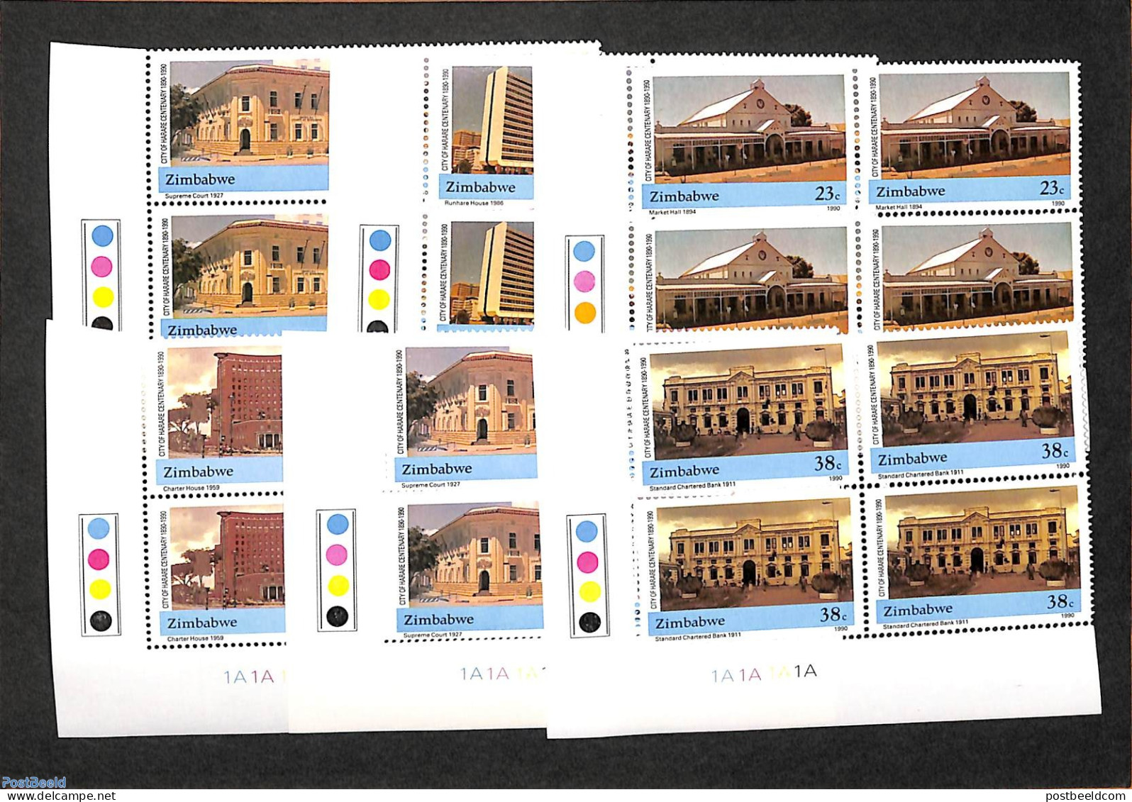 Zimbabwe 1990 Harare City, Corner Blocks Of 4 [+], Mint NH - Zimbabwe (1980-...)