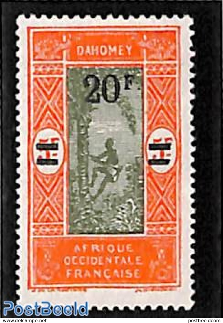 Dahomey 1926 20F On 5f, Stamp Out Of Set, Unused (hinged), Nature - Trees & Forests - Rotary, Club Leones