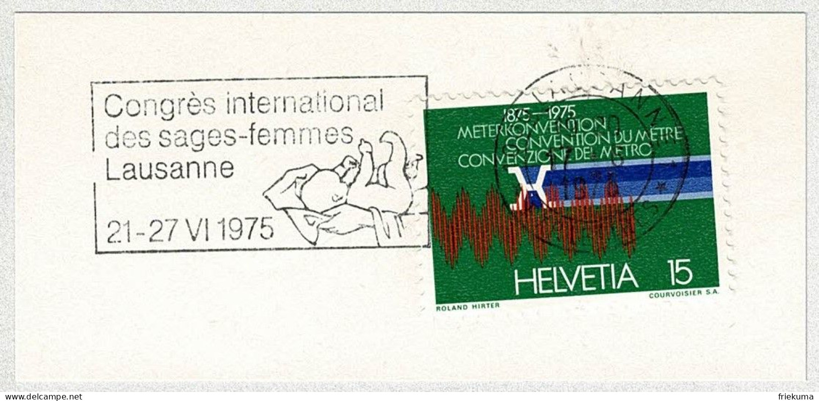 Schweiz / Helvetia 1975, Flaggenstempel Sages-femmes / Hebammen / Midwives Lausanne, Säugling / Baby - Sonstige & Ohne Zuordnung