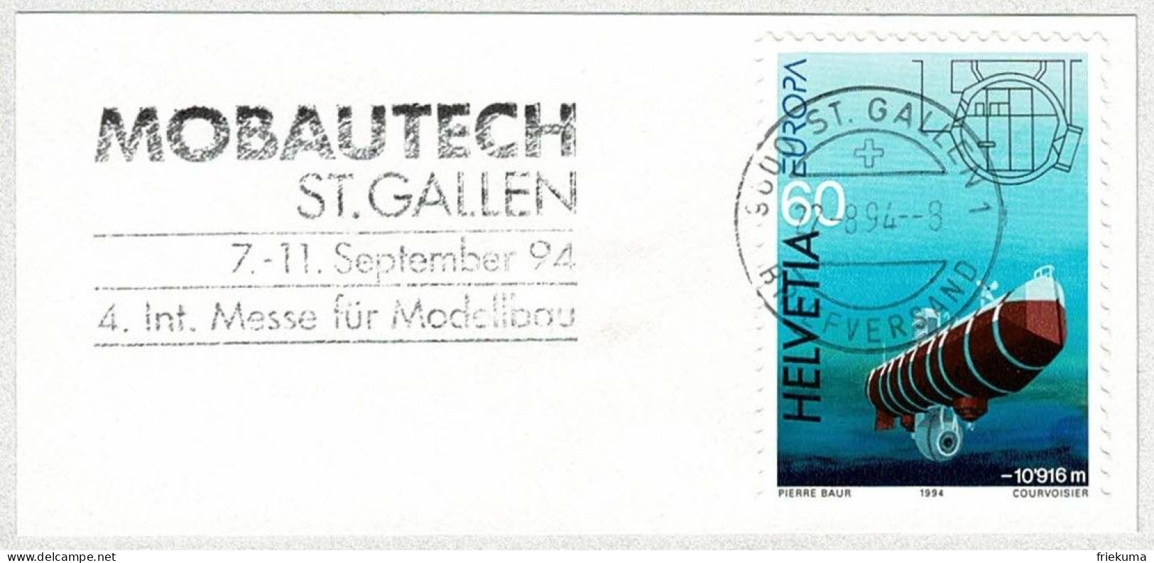 Schweiz / Helvetia 1994, Flaggenstempel Mobautech St. Gallen, Modellbau / Modélisme / Modelling - Ohne Zuordnung