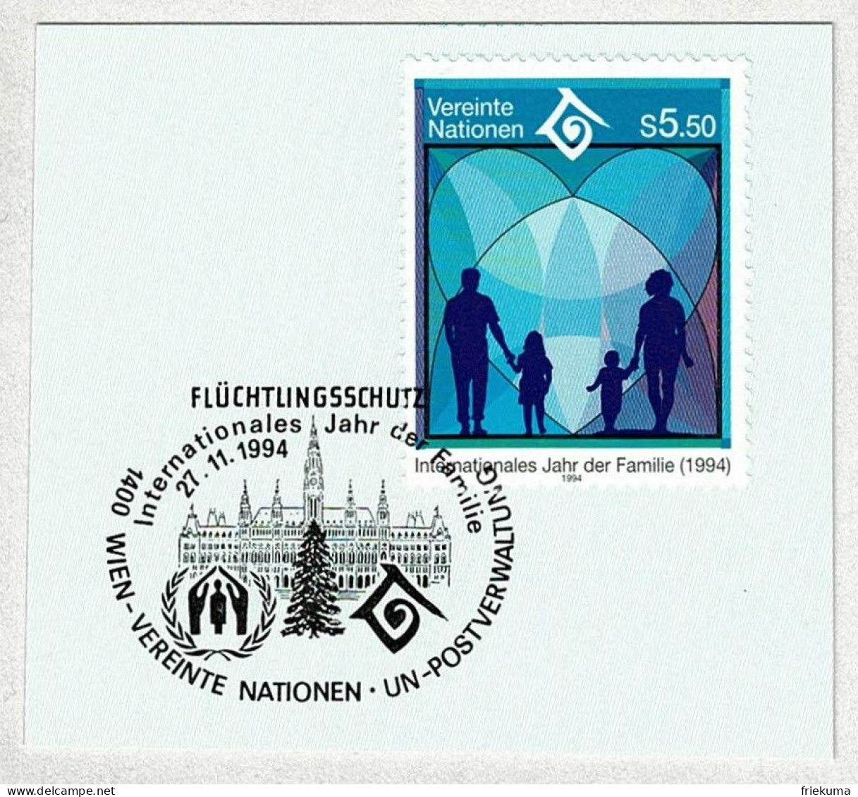 UNO Wien 1994, Sonderstempel Jahr Der Familie, Flüchtlingsschutz / Refugee Protection - Refugees
