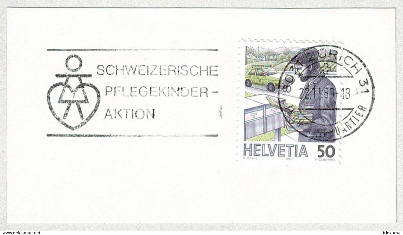 Schweiz / Helvetia 1989, Flaggenstempel Pflegekinder-Aktion Zürich - Sonstige & Ohne Zuordnung