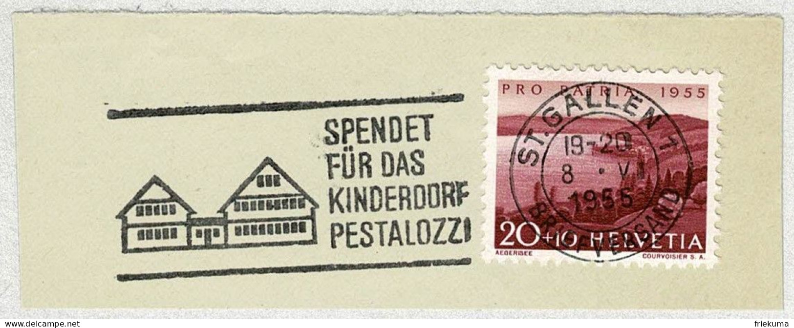 Schweiz / Helvetia 1956, Flaggenstempel Kinderdorf Pestalozzi St. Gallen, Village D'enfants / Children's Village - Sonstige & Ohne Zuordnung