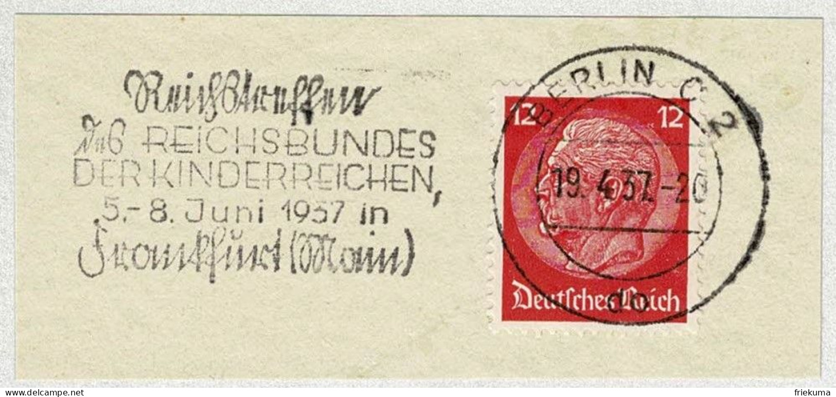 Deutsches Reich 1937, Flaggenstempel Treffen Bund Der Kinderreichen Frankfurt (Main) Berlin - Sonstige & Ohne Zuordnung