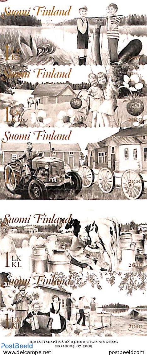 Finland 2010 Country Life 5v S-a, Mint NH, Nature - Performance Art - Various - Cattle - Fishing - Shells & Crustacean.. - Neufs