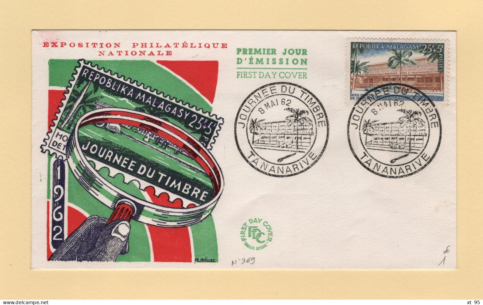 Madagascar - N°369 - Journee Du Timbre 1962 - FDC - Madagaskar (1960-...)