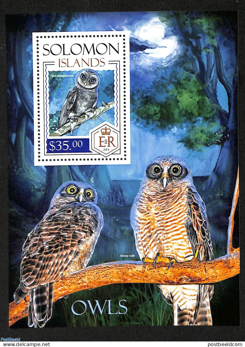 Solomon Islands 2013 Owls, Mint NH, Nature - Birds - Birds Of Prey - Owls - Salomoninseln (Salomonen 1978-...)