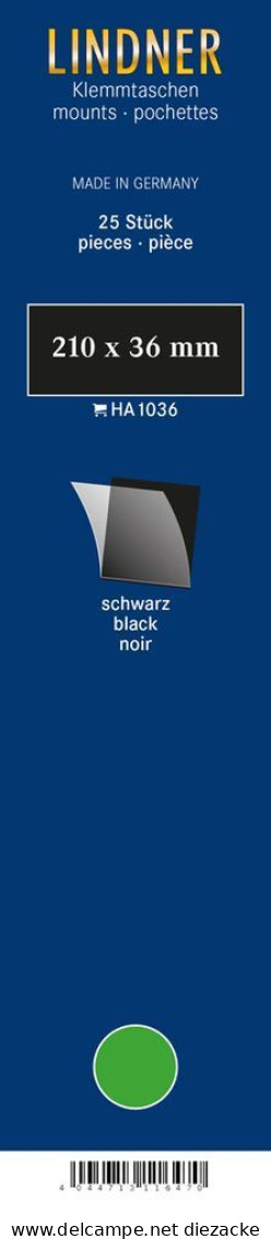 Lindner Klemmstreifen Schwarz 210 X 36 Mm (25 Stück) HA1036 Neu ( - Altri & Non Classificati