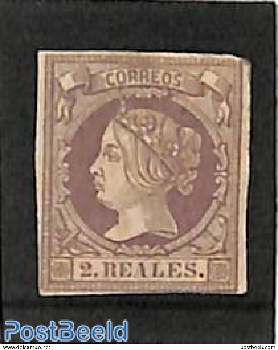 Spain 1860 2R, Lila, Stamp Out Of Set, Unused (hinged) - Ungebraucht